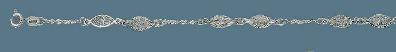 14K white gold 10-in filigree anklet
