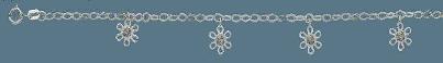 14K white gold 10-in. chain with dangling white gold daisies
