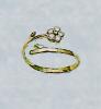 14K yellow gold top-adjustable toe ring with CZ set small flower