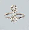 14K white gold top-adjustable toe ring with two swirls