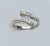 14K white gold top adjustable toering with winding pave set CZs