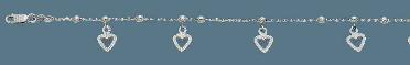 14K white gold 10-in. saturn chain with dangling white hearts