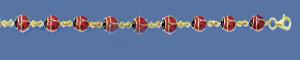 14K yellow gold 10-in anklet with red and black enameled ladybugs