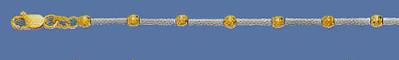 14K yellow and white gold 10-in anklet with large yellow beads
