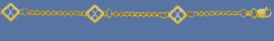 14K yellow gold 10-in anklet interspersed with yellow & white gold rhombuses