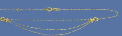 14K yellow gold 10-in anklet with two dangling 14K chains