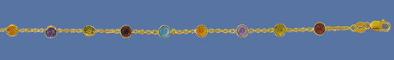 14K yellow gold 10-in anklet with genuine gemstones