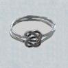 fitted circular sterling silver ring with two bands joined by a love know